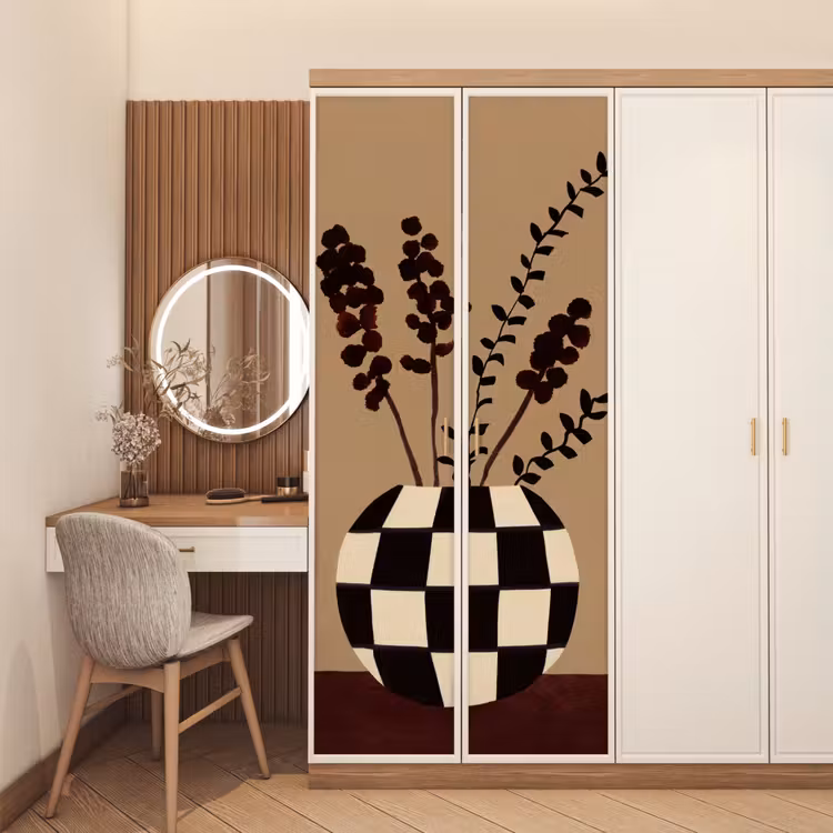 Minimalistisch - Vaas - Bloemen - Bruin deurposter klein -sfeer3