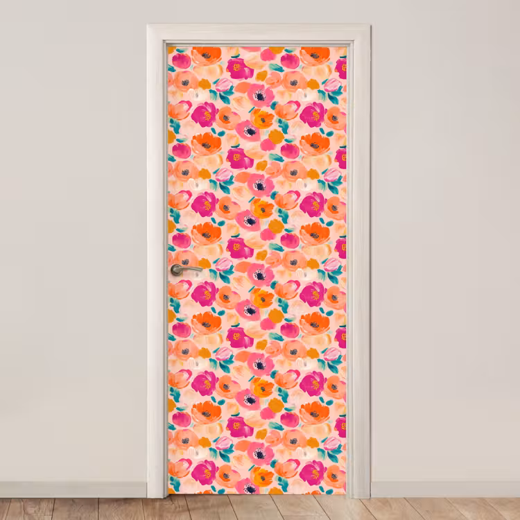 Bloesems - Vrolijk - Kleurrijk deurposter klein 289 -3d_beige
