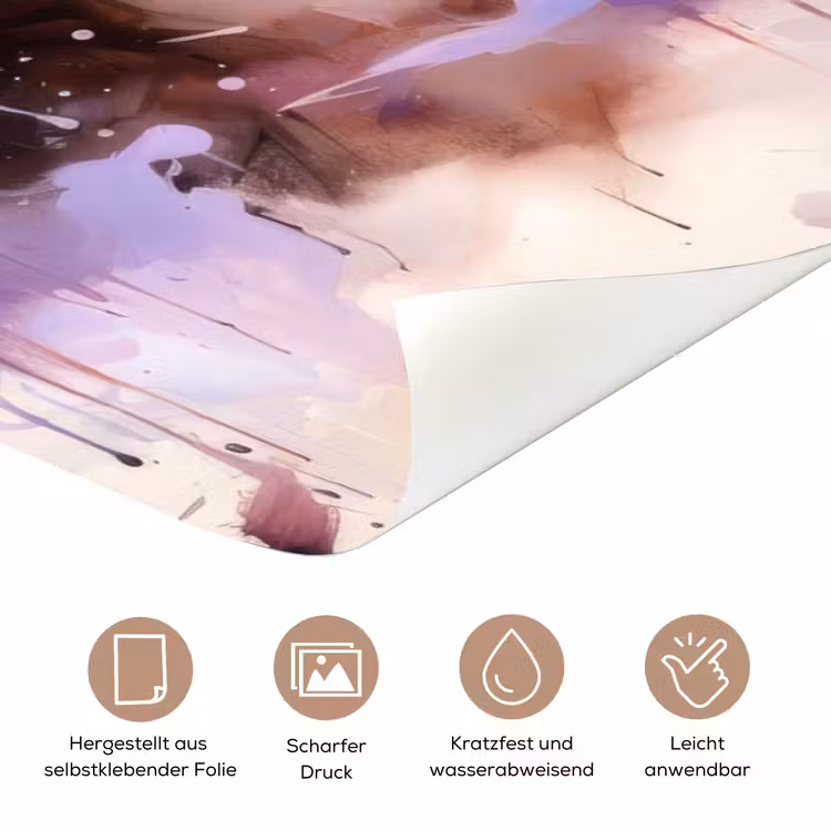 Künstlerisches Pferdeporträt im Aquarellstil mit personalisierbarem Namensfeld. deurposter klein -tcloseup_DE