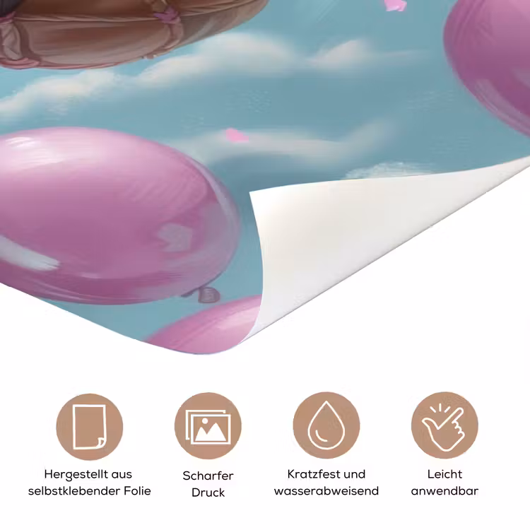 Niedliche Giraffe im Heißluftballon. deurposter klein -tcloseup_DE