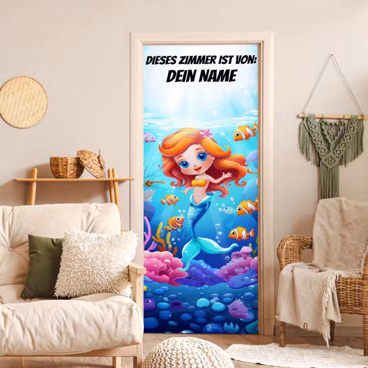 Niedliche Meerjungfrau mit Fischen unter Wasser. deurposter klein -sfeer2