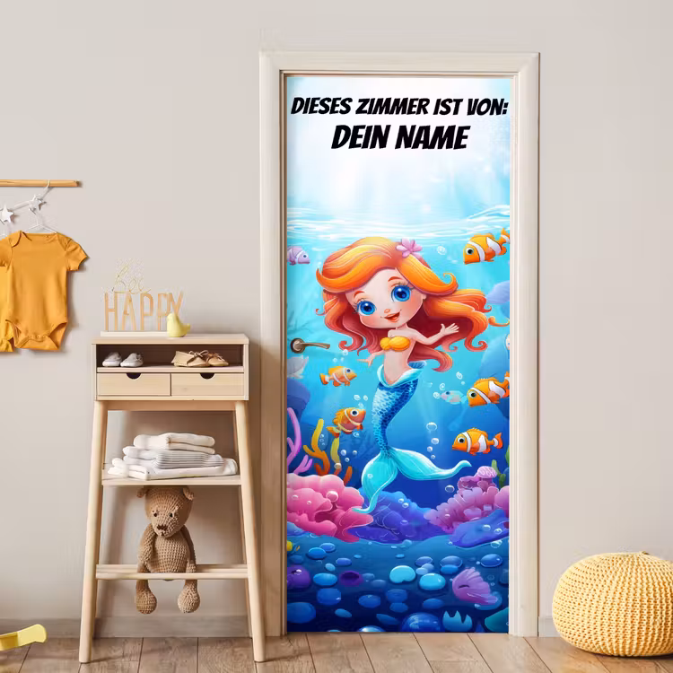 Niedliche Meerjungfrau mit Fischen unter Wasser. deurposter klein -sfeer4