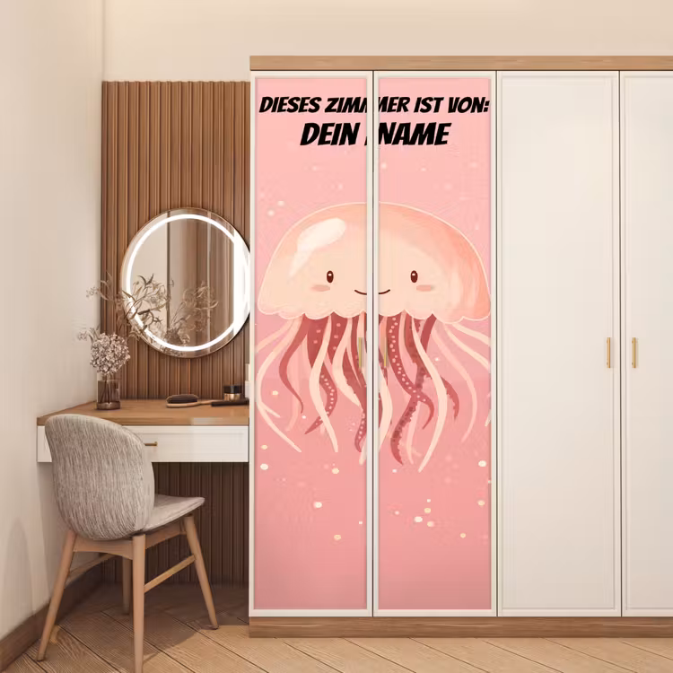 Niedliche Qualle auf rosa Hintergrund. deurposter klein -sfeer3
