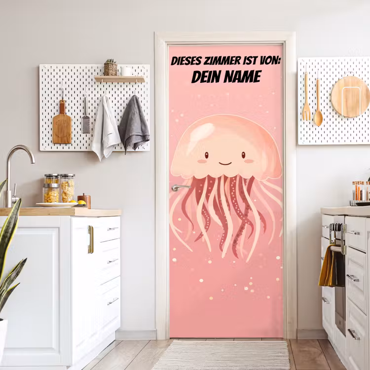 Niedliche Qualle auf rosa Hintergrund. deurposter klein -sfeer5