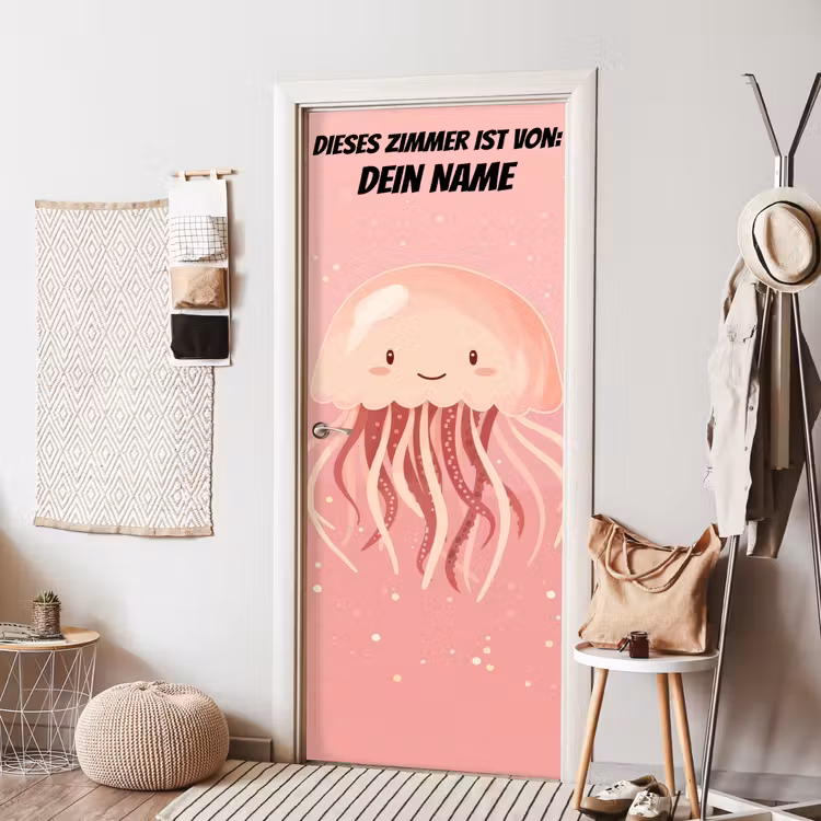 Niedliche Qualle auf rosa Hintergrund. deurposter klein -sfeer6