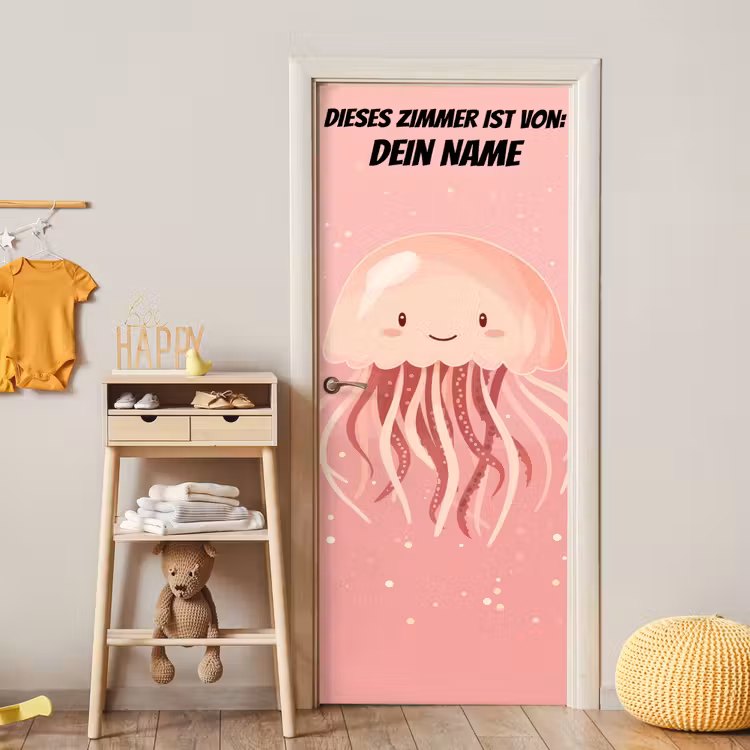 Niedliche Qualle auf rosa Hintergrund. deurposter klein -sfeer4