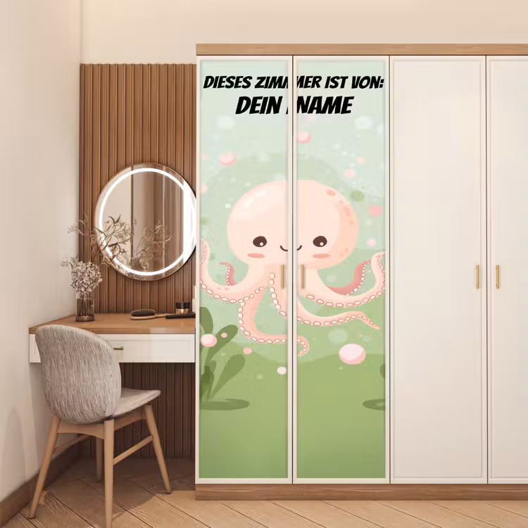Niedlicher Oktopus auf grünem Hintergrund. deurposter klein -sfeer3