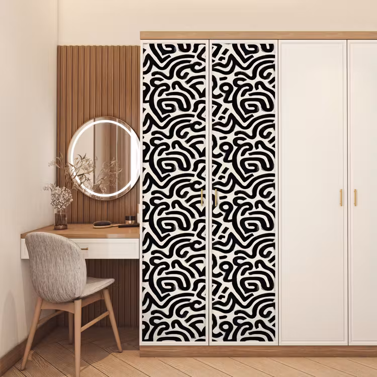 Modern - Abstract - Zwart deurposter klein 289 -sfeer3