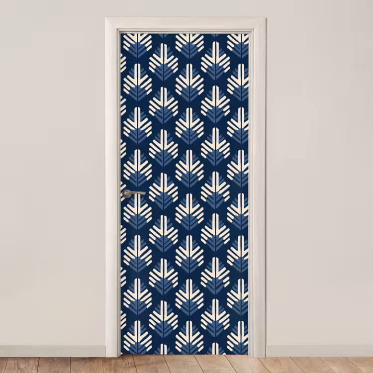 Modern - Patroon - Blauw deurposter klein 289 -3d_beige