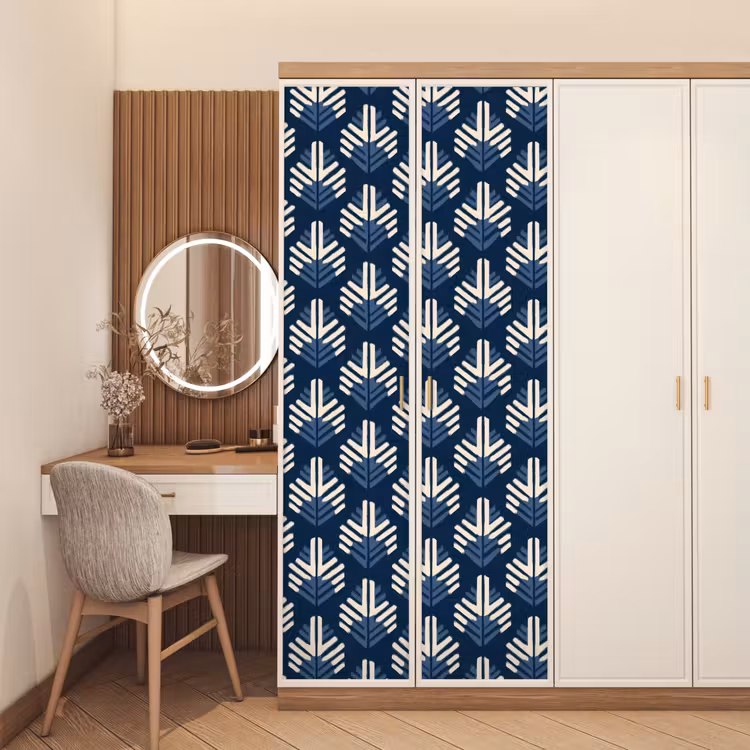 Modern - Patroon - Blauw deurposter klein 289 -sfeer3
