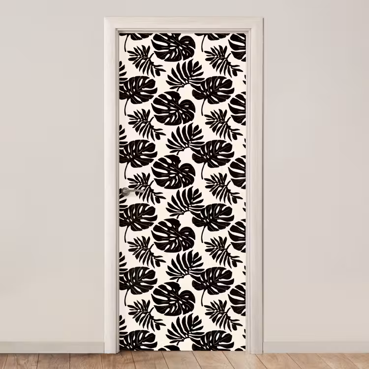 Modern - Monstera - Zwart deurposter klein 289 -3d_beige