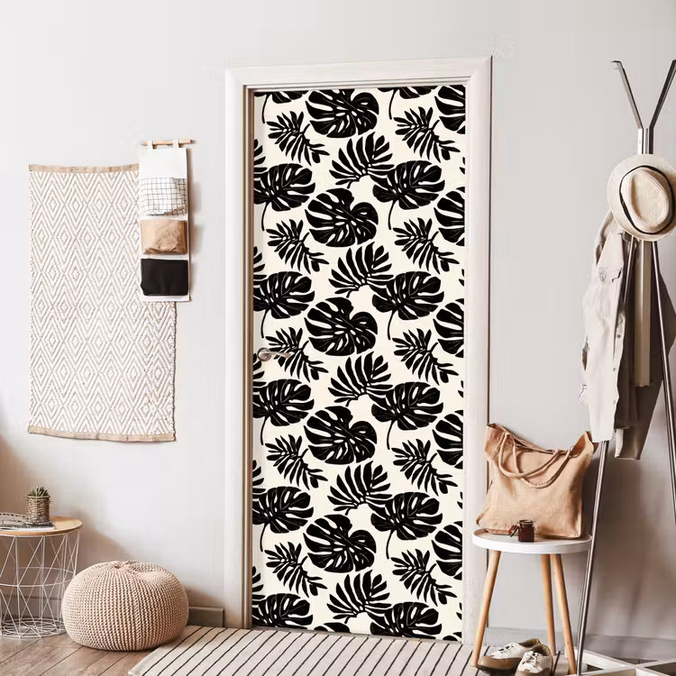 Modern - Monstera - Zwart deurposter klein 289 -sfeer6