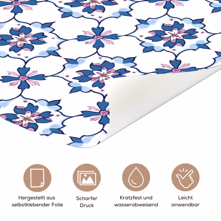 Modern - Patroon - Blauw - Roze deurposter klein 289 -tcloseup_DE