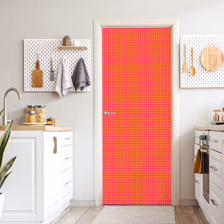 Modern - Stippen - Oranje deurposter klein 289 -sfeer5
