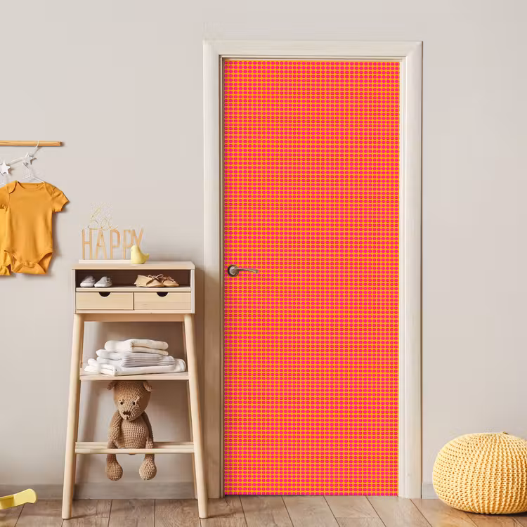 Modern - Stippen - Oranje deurposter klein 289 -sfeer4