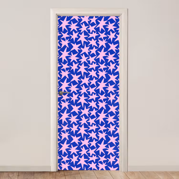 Modern - Sterren - Blauw deurposter klein 289 -3d_beige