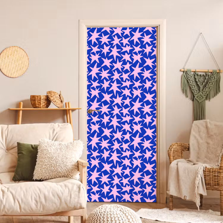 Modern - Sterren - Blauw deurposter klein 289 -sfeer2