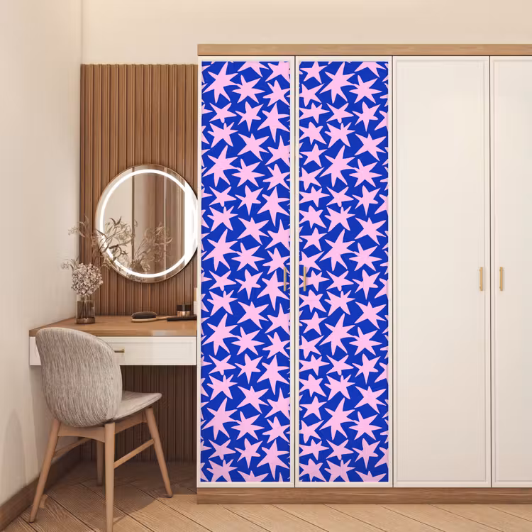 Modern - Sterren - Blauw deurposter klein 289 -sfeer3