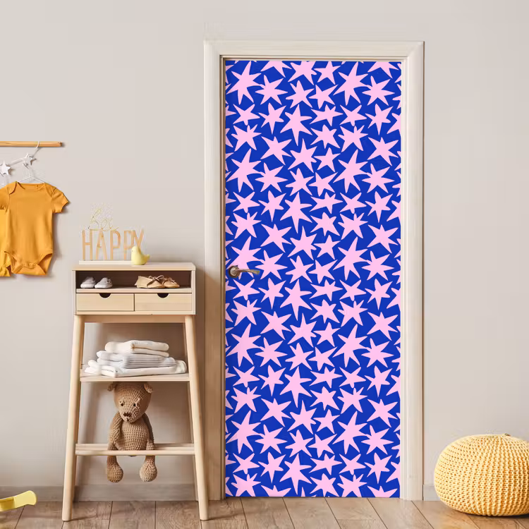 Modern - Sterren - Blauw deurposter klein 289 -sfeer4