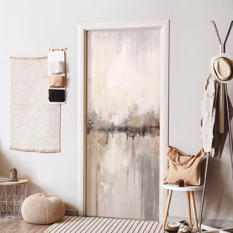 Moderne kunst - Abstract - Beige deurposter klein -sfeer6