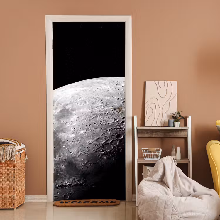 Türtapete - Mond – Krater – Weltraum - Maan - Kraters - Ruimte deurposter klein