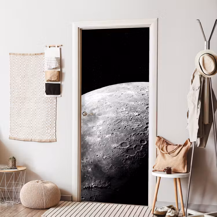 Türtapete - Mond – Krater – Weltraum - Maan - Kraters - Ruimte deurposter klein
