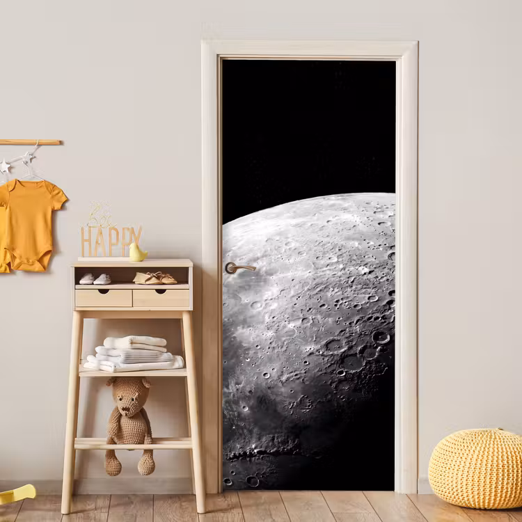 Türtapete - Mond – Krater – Weltraum - Maan - Kraters - Ruimte deurposter klein