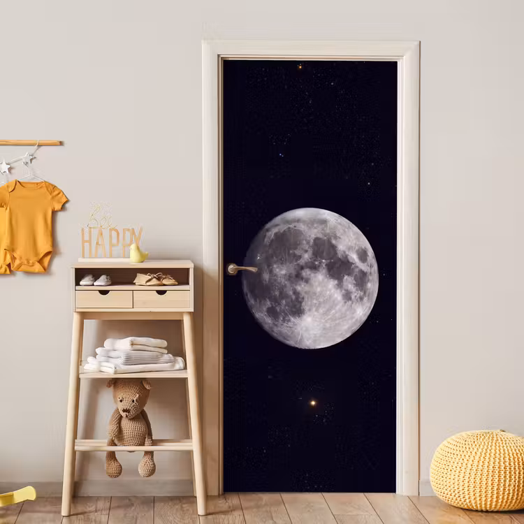 Türtapete - Mond – Sterne – Weltraum - Maan - Sterren - Ruimte deurposter klein