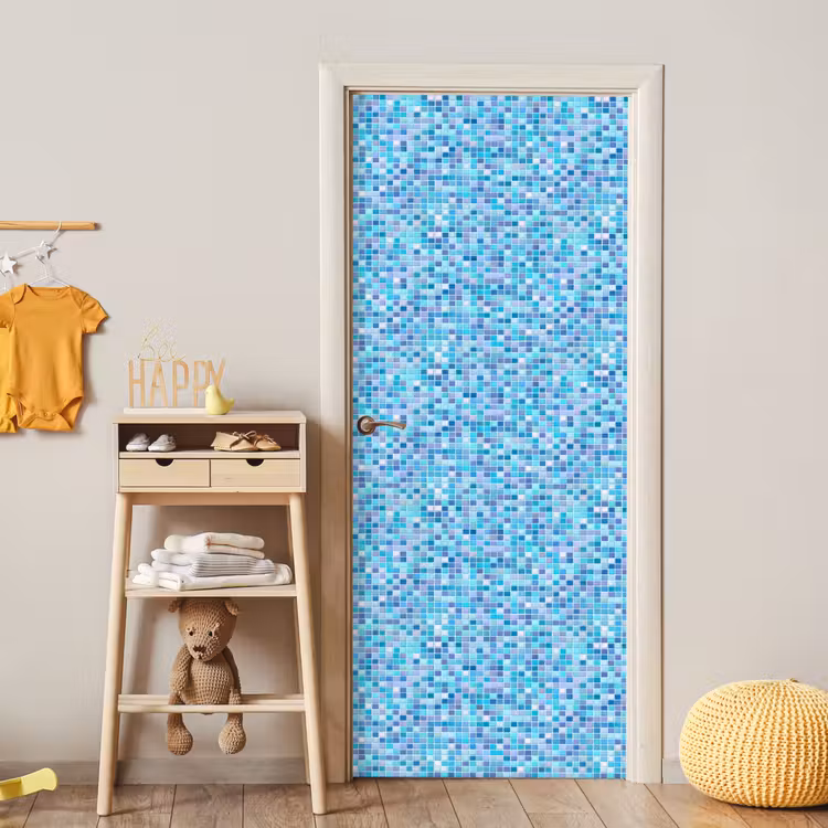 Mozaïek - Patroon - Turquoise deurposter klein 289 -sfeer4