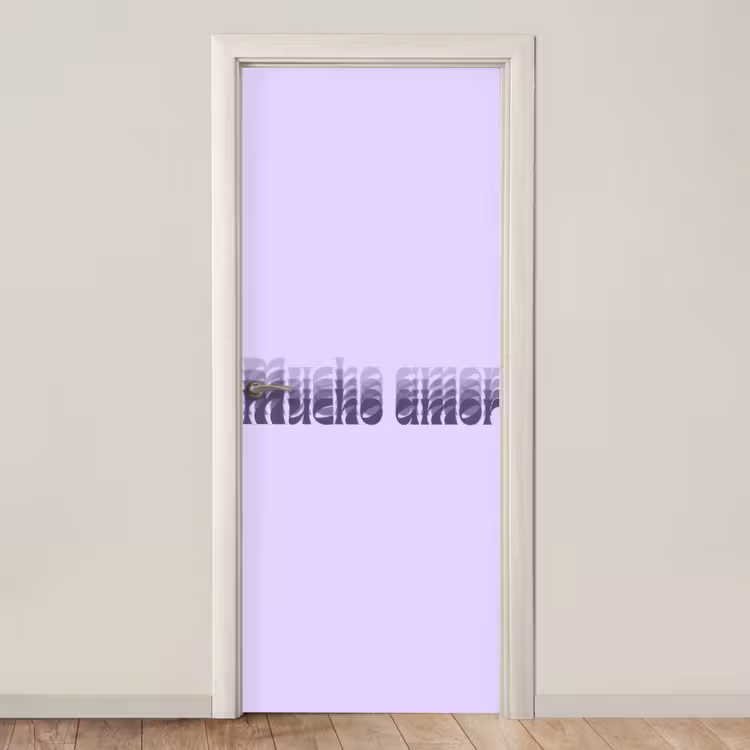 Mucho amor - Paars - Gelaagde letters deurposter klein -3d_beige