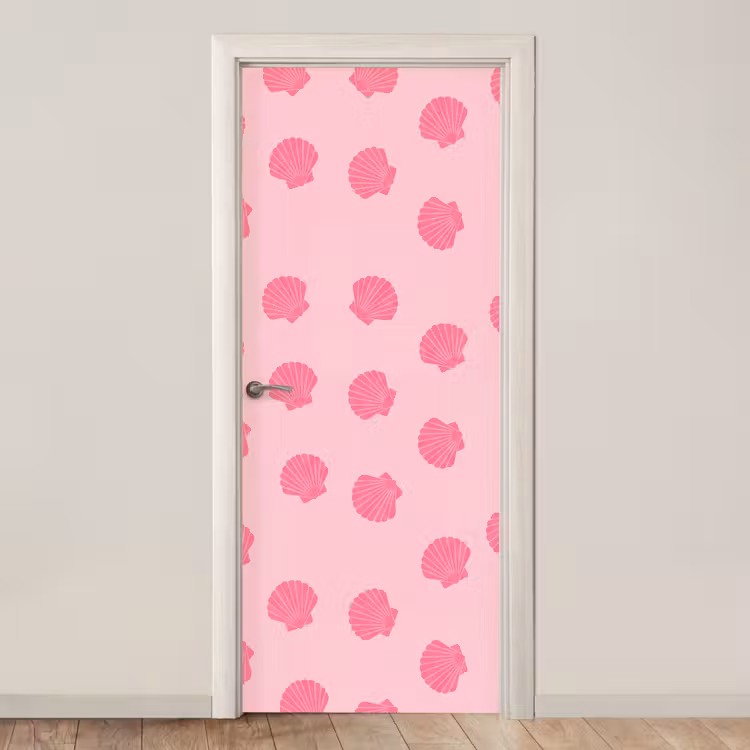 Schelp - Patroon - Zee - Modern - Roze deurposter klein -3d_beige
