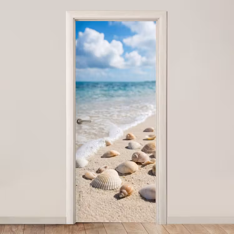 Schelpen - Strand - Natuur - Beige deurposter klein -3d_beige