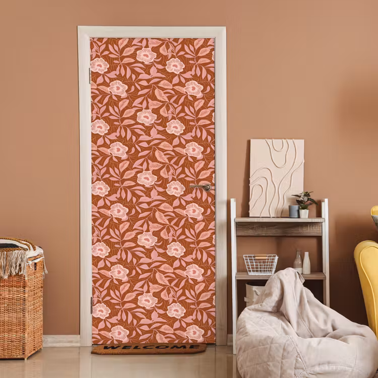 Patroon - Bladeren - Terracotta deurposter klein 289 -sfeer1
