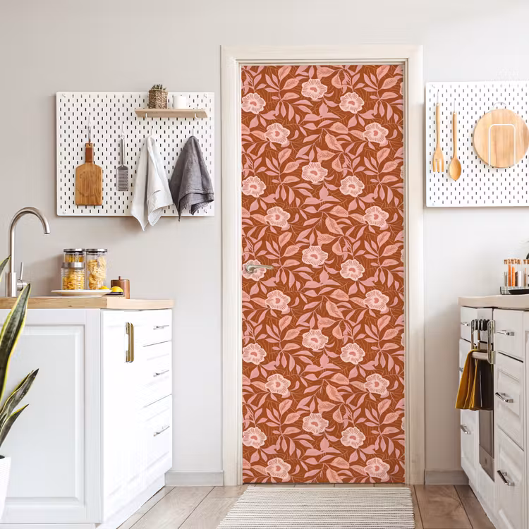 Patroon - Bladeren - Terracotta deurposter klein 289 -sfeer5