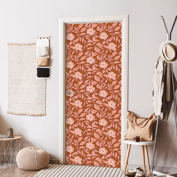 Patroon - Bladeren - Terracotta deurposter klein 289 -sfeer6