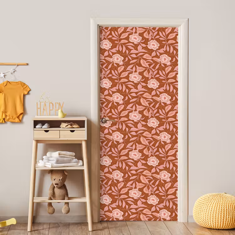 Patroon - Bladeren - Terracotta deurposter klein 289 -sfeer4