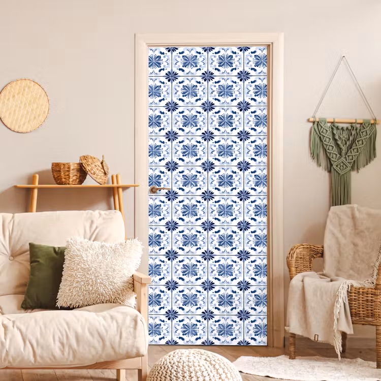 Patroon - Tegel - Blauw deurposter klein 289 -sfeer2