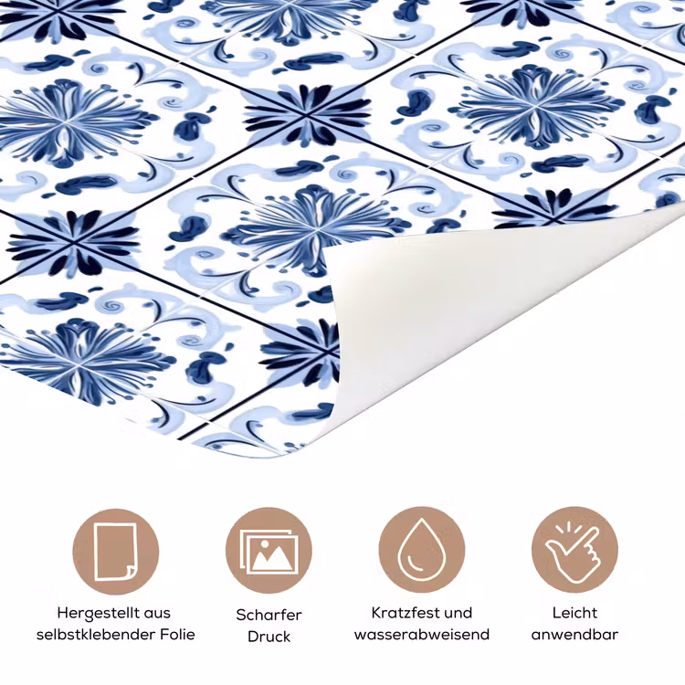 Patroon - Tegel - Blauw deurposter klein 289 -tcloseup_DE