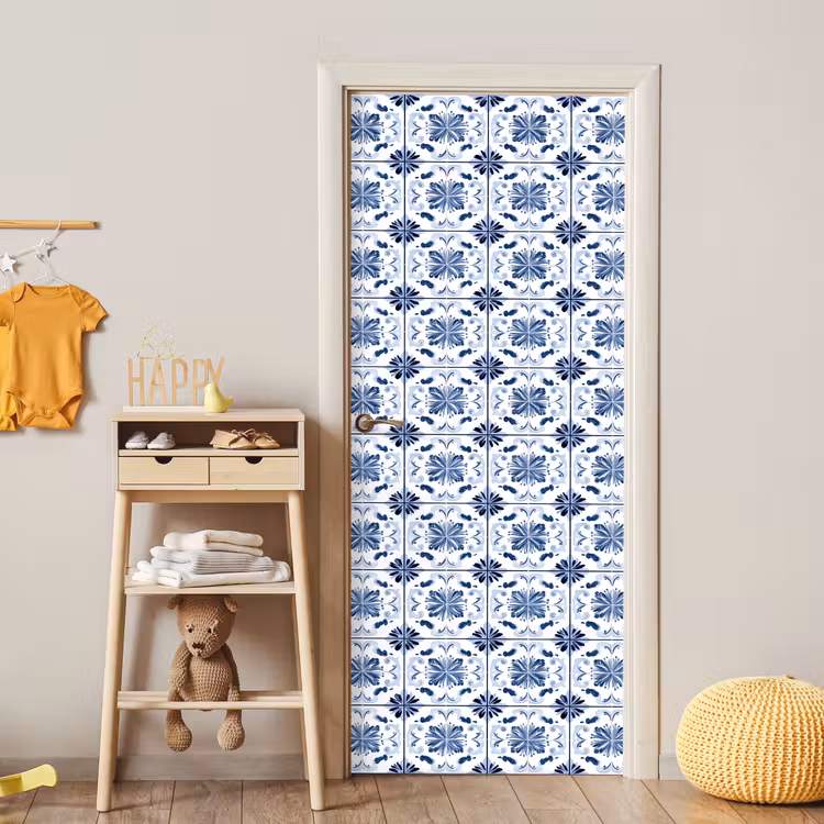 Patroon - Tegel - Blauw deurposter klein 289 -sfeer4