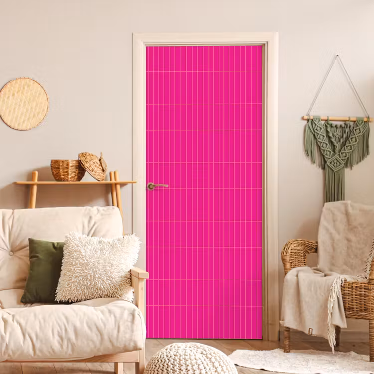 Patroon - Tegel - Magenta - Roze deurposter klein 289 -sfeer2