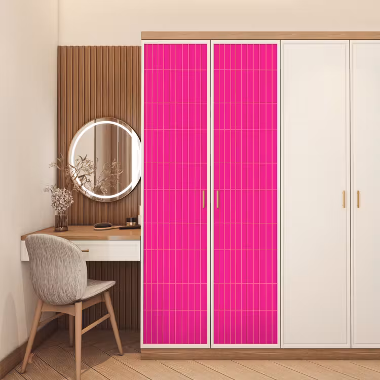 Patroon - Tegel - Magenta - Roze deurposter klein 289 -sfeer3