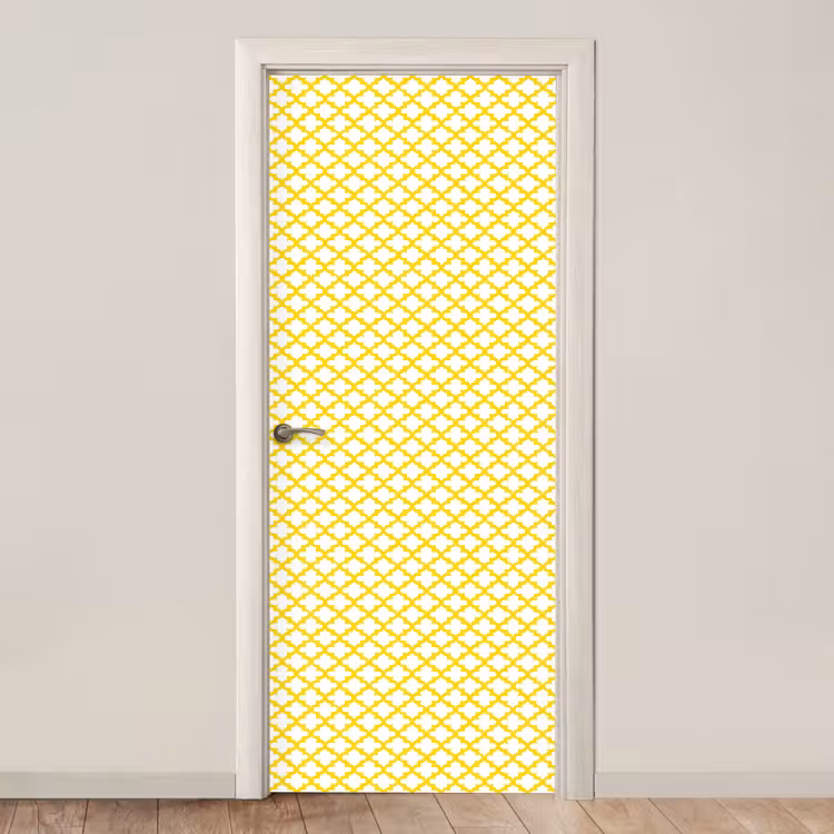 Patroon - Geometrisch - Klassiek - Geel deurposter klein 289 -3d_beige