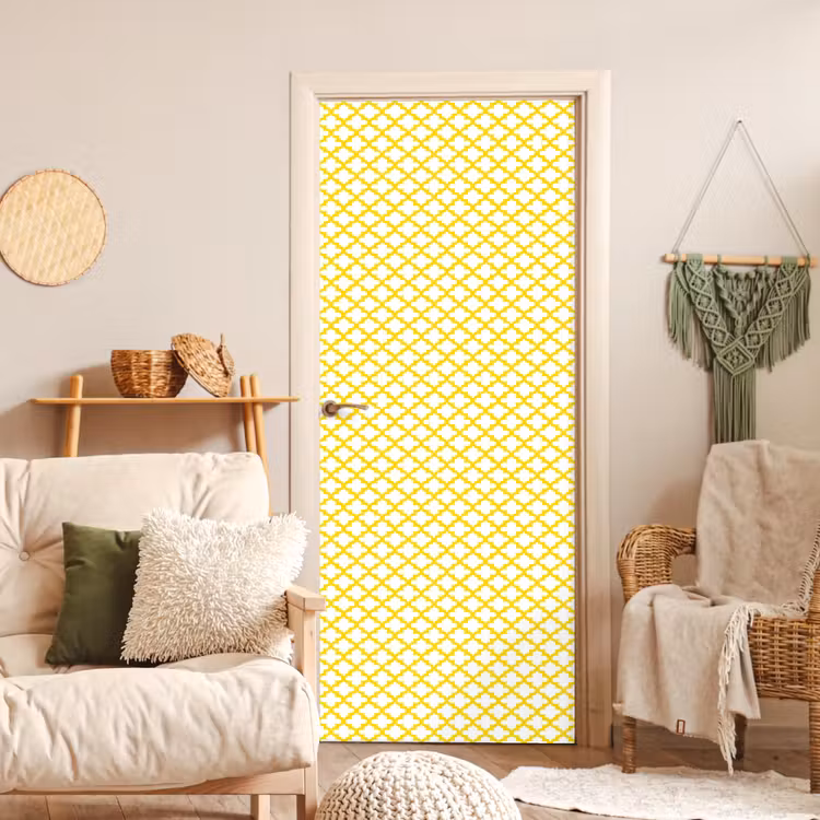 Patroon - Geometrisch - Klassiek - Geel deurposter klein 289 -sfeer2