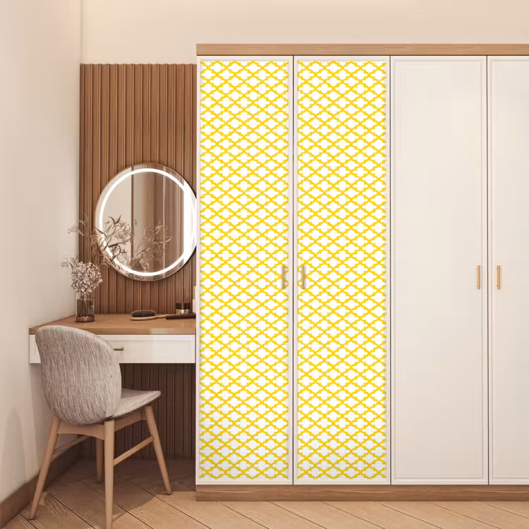Patroon - Geometrisch - Klassiek - Geel deurposter klein 289 -sfeer3