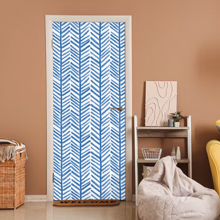 Patroon - Streep - Blauw deurposter klein 289 -sfeer1