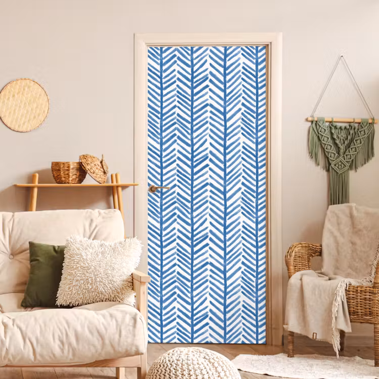Patroon - Streep - Blauw deurposter klein 289 -sfeer2