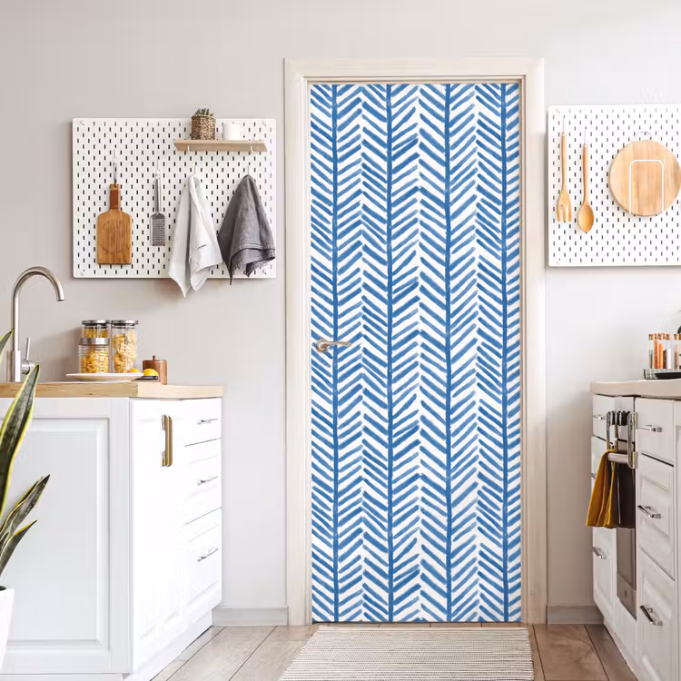 Patroon - Streep - Blauw deurposter klein 289 -sfeer5