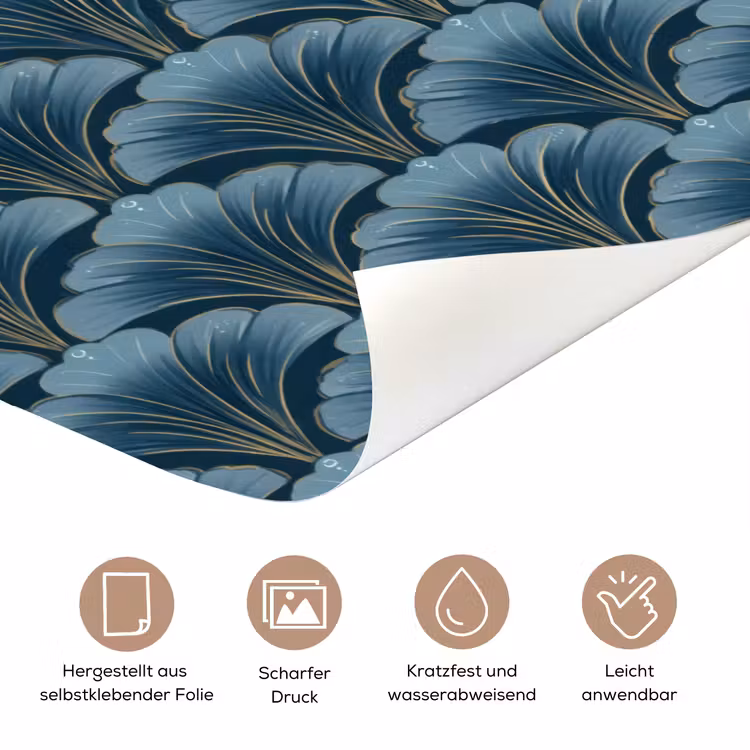 Patroon - Ginkgoblad - Blauw deurposter klein 289 -tcloseup_DE