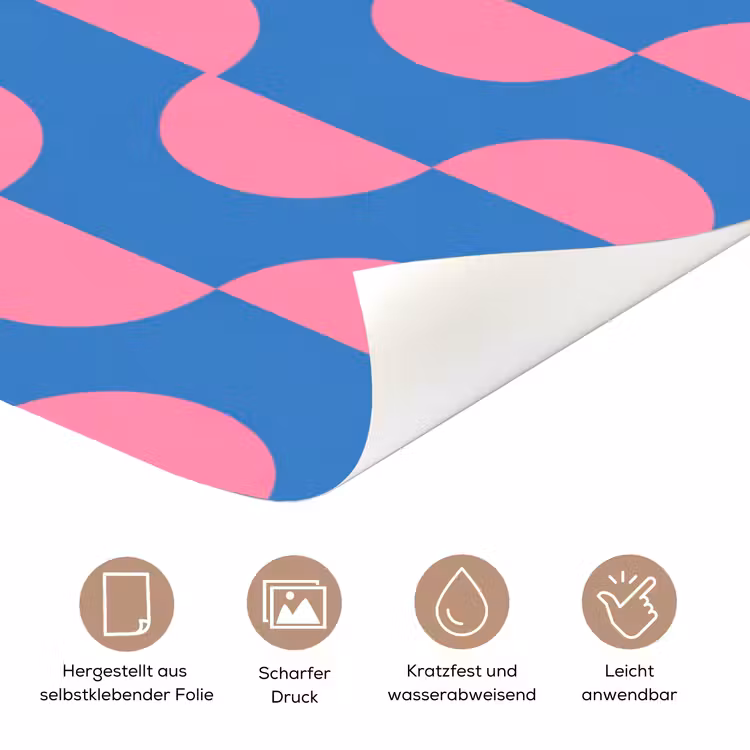 Patroon - Halve cirkels - Abstract - Modern - Roze - Blauw deurposter klein -tcloseup_DE