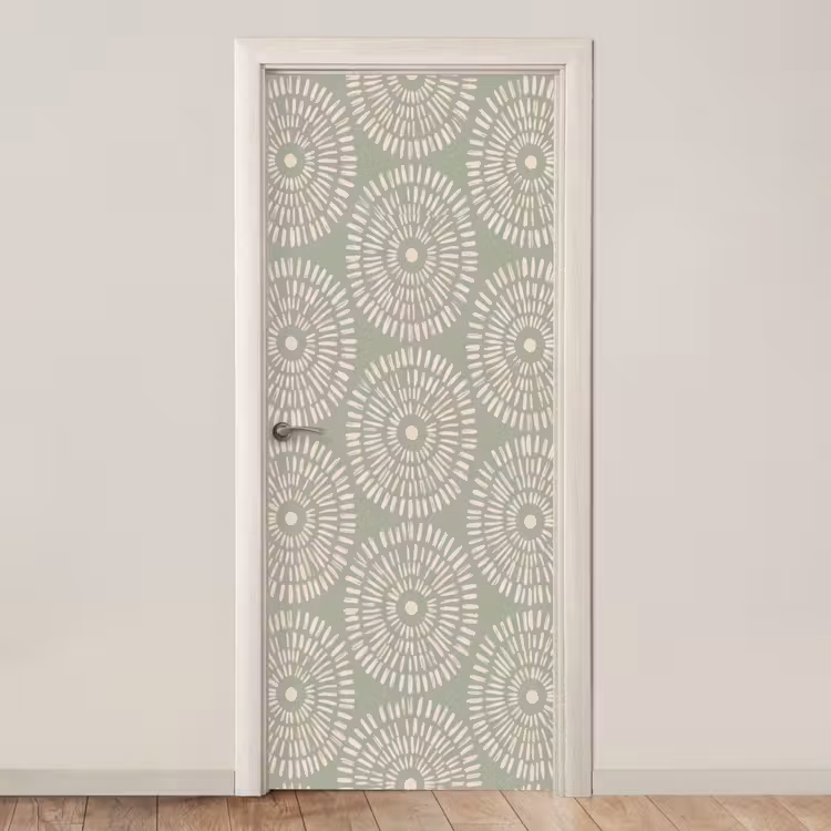 Patroon - Cirkels - Abstract - Modern - Groen deurposter klein -3d_beige